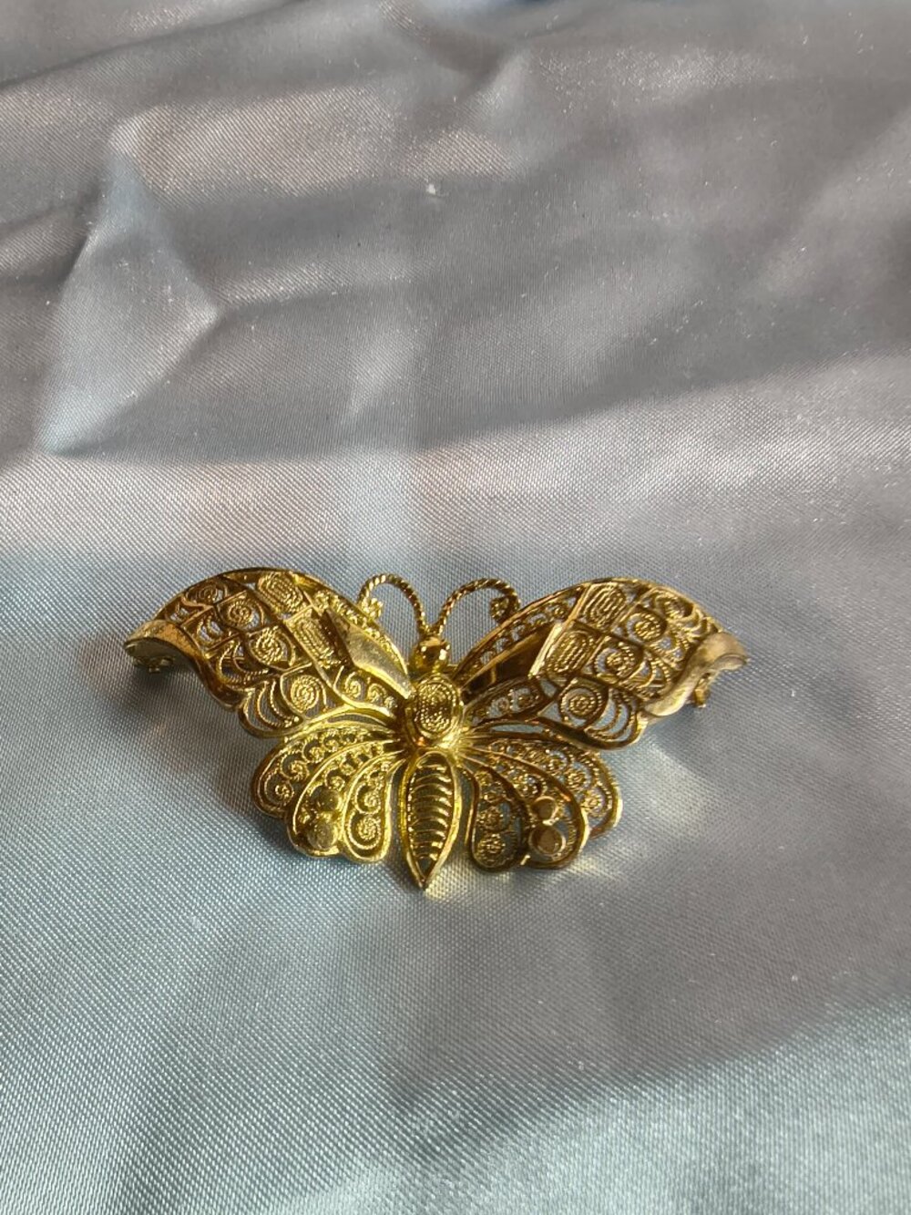 Vintage German Gold Over Sterling 925 Butterfly Brooch